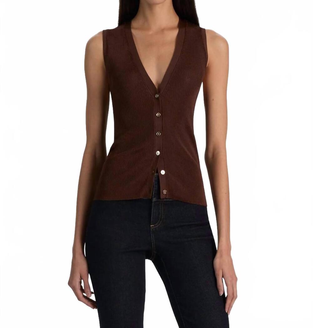 NEW ALICE + OLIVIA loly vest in brown